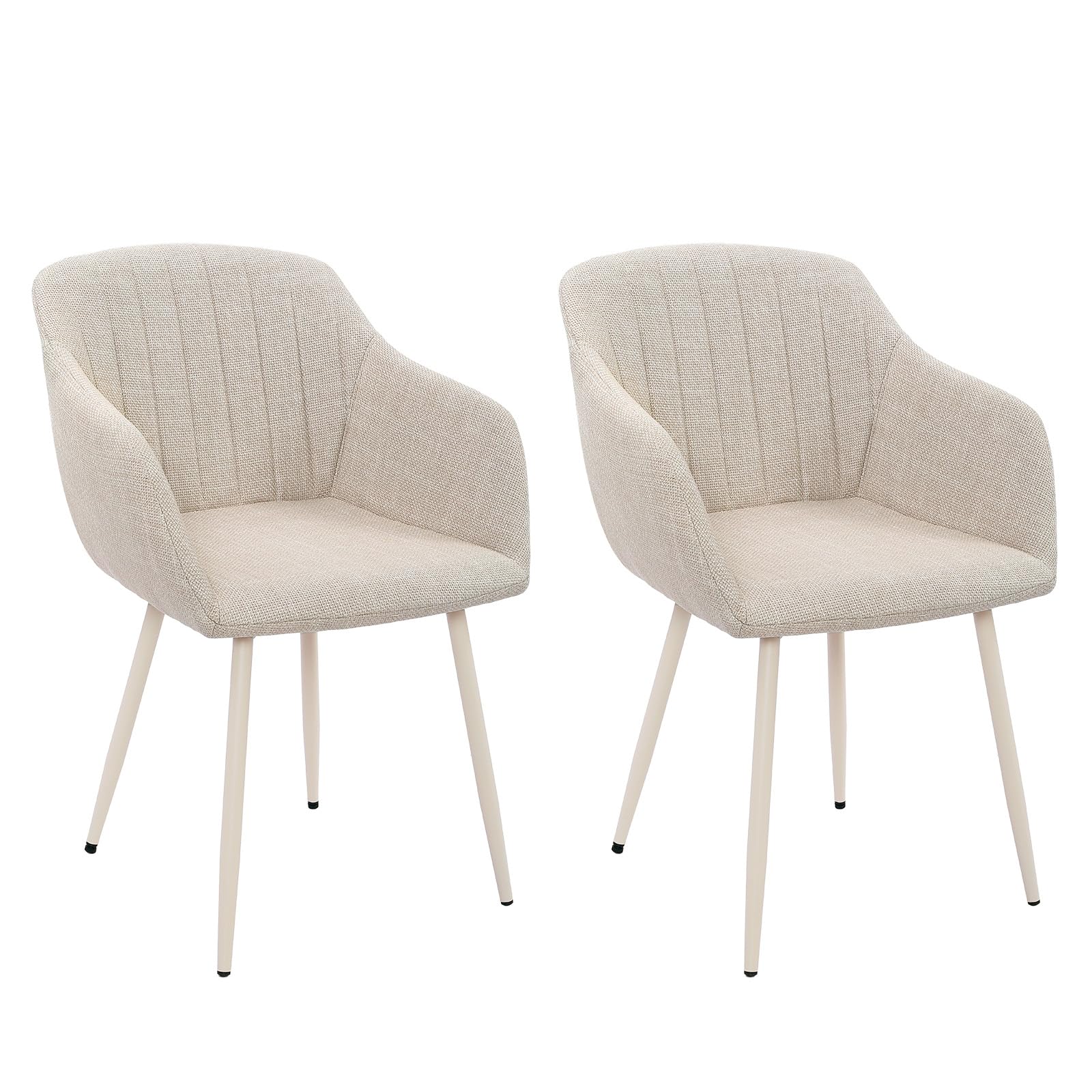 Goeurvant Dining Chairs Set of 2 Polyester Armchair for Living Room with Beige Metal Legs Kitchen Chairs, Beige โ image 1