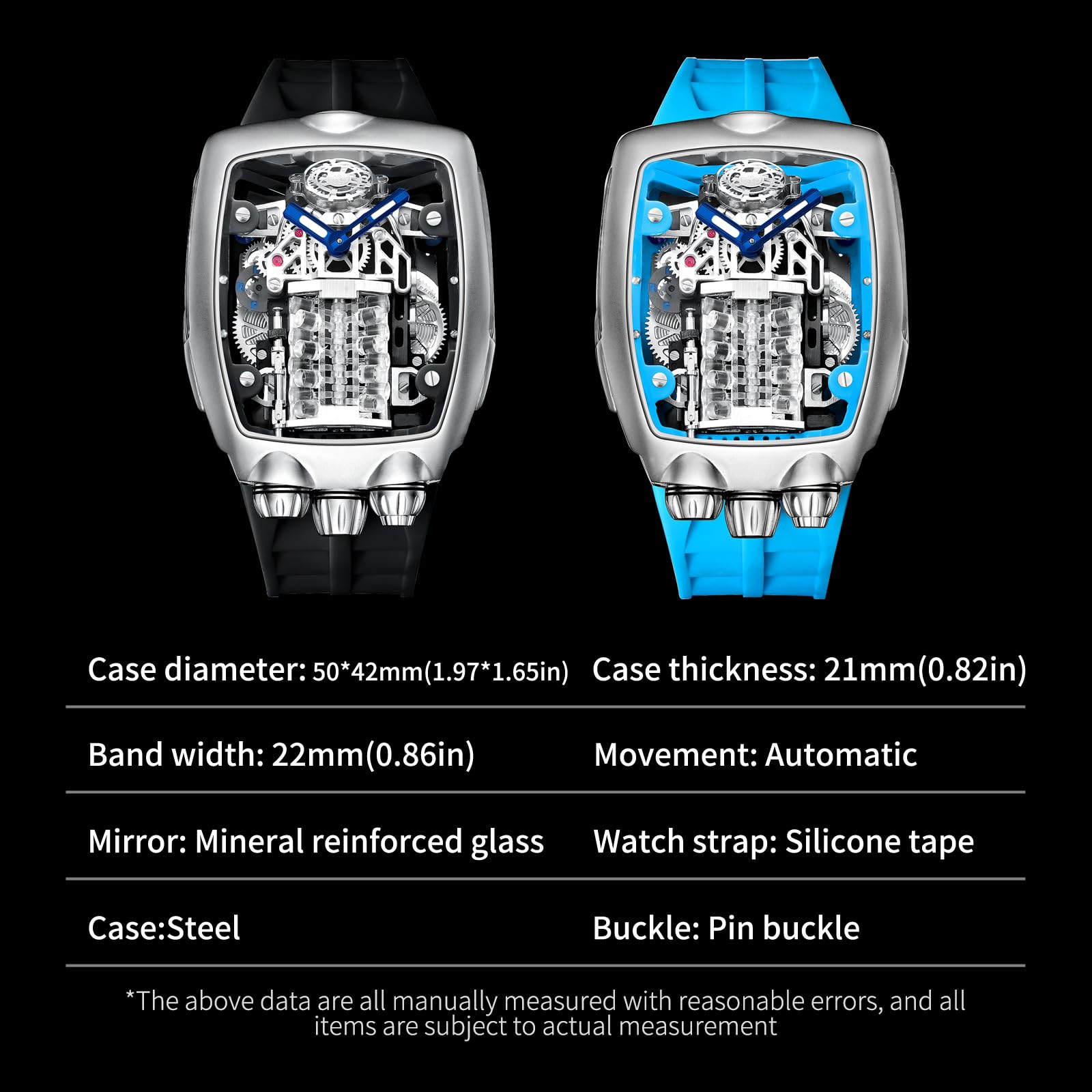 Automatik Uhr Herren - Japanischer NH35 Movement Herrenuhr Automatik mit Lederarmband, 50 * 42mm Edelstahlgehäuse, Premium Uhr Herren für Business & Alltag