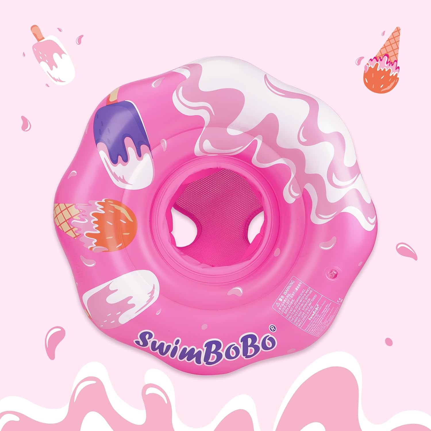 Swimbobo Inflatable Baby Swimming Float with Safety Seat Fun Swimming Pool Toys for Age 6-36 Months Toddler