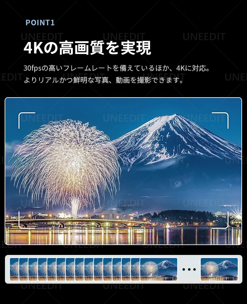 Amazon | 【64GB microSDカード付き 】アクションカメラ 4K IPX8本体