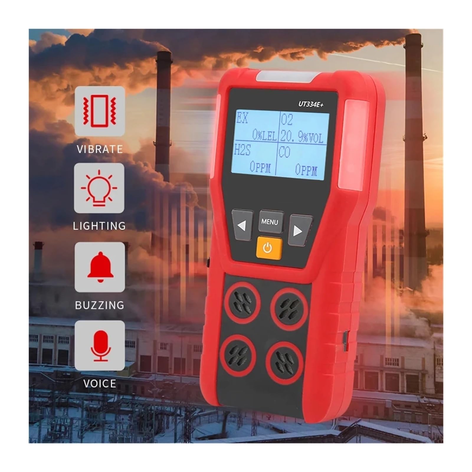 Rilevatore Gas, Rilevatore multigas UT334E O2 CO H2S Gas combustibili Ossigeno Monossido di carbonio Acido solfidrico