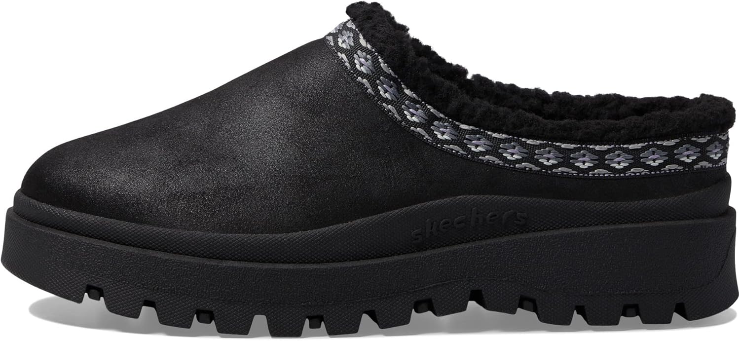 Skechers Women's SHINDIGS-Comfy Hour Mule, Black/Black, 5.5