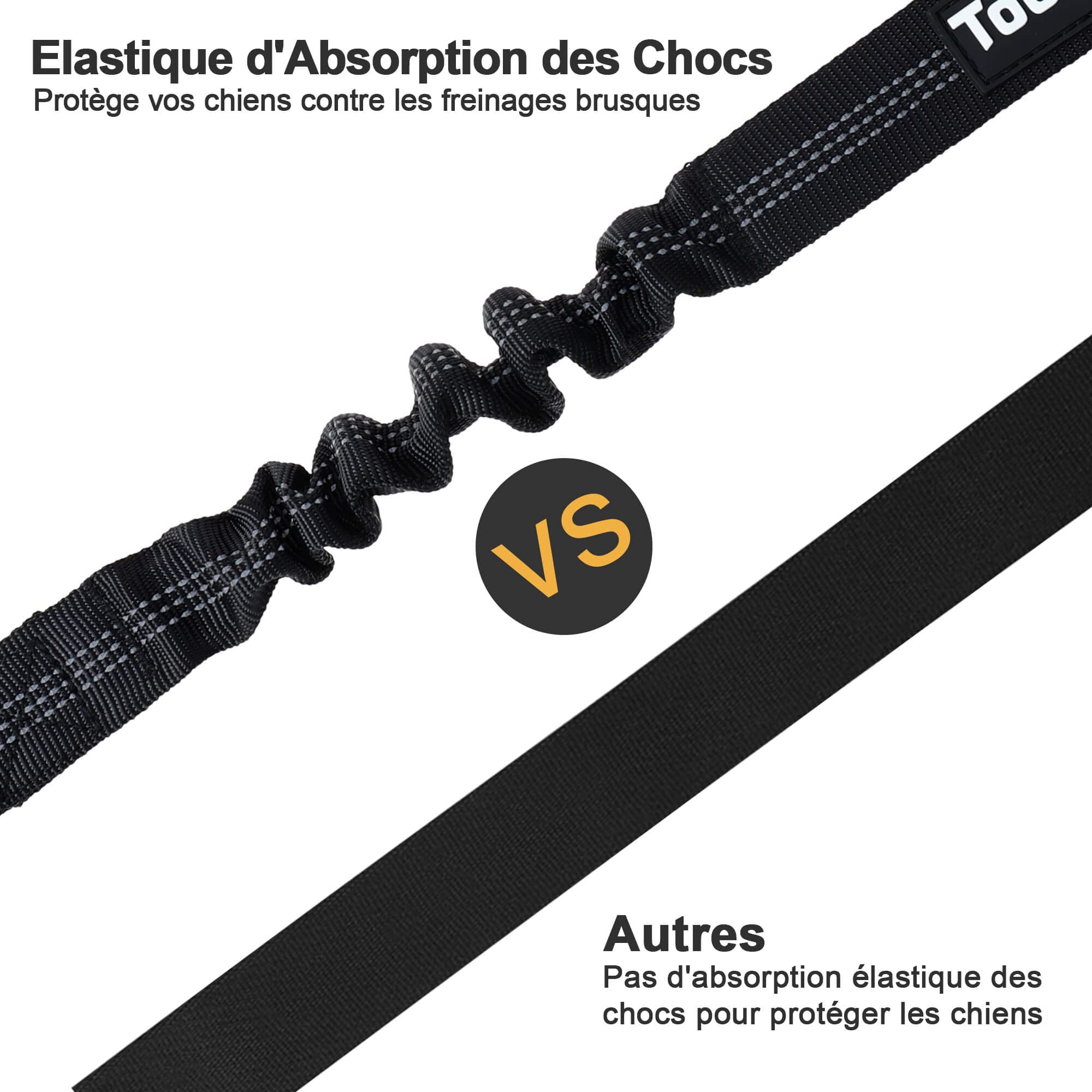 Toozey Sangle de sécurité pour Chien avec système d'absorption des Chocs et Mousqueton Solide réglable pour Chien et Chat