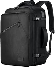 Airplane Cabin Travel Backpack, 24L Cabin Airplane Backpack 40 x 30 x 20, Expandable up to 30 L, Compliant with Air France, Ryanair, 15.6 Inch Laptop Compartment & USB Port for Travel – Black | 24L Sac Cabine extensible jusqu'à 30L, bagage à main avion av