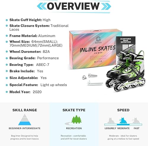 Miniatura 4 de Gonex Patines en línea talla S con coderas, rodilleras y muñequeras para niñas y niños