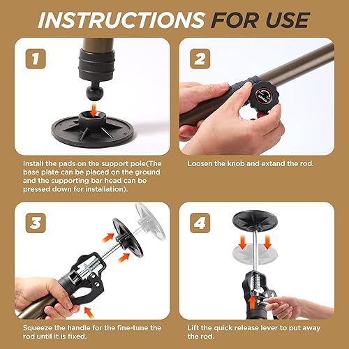 Miniatura 4 de MANQO Gato de gabinete para instalar poste de soporte de gabinete Sistema de soporte de tercera mano, barra de soporte ajustable, se extiende de