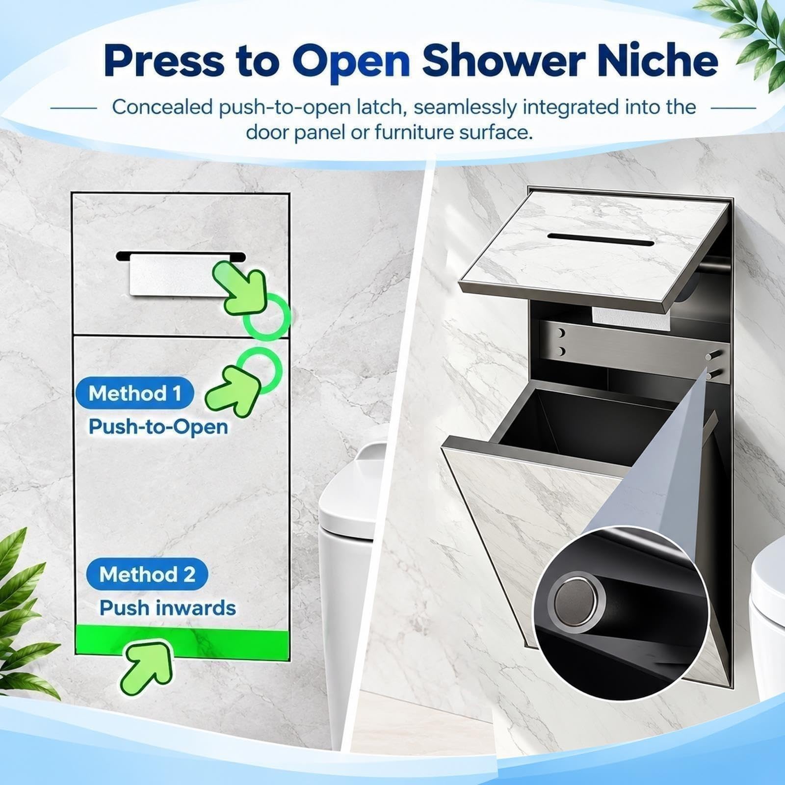 Nicho de Ducha Empotrable Nicho Empotrado Para Papel Higiénico Con Papelera