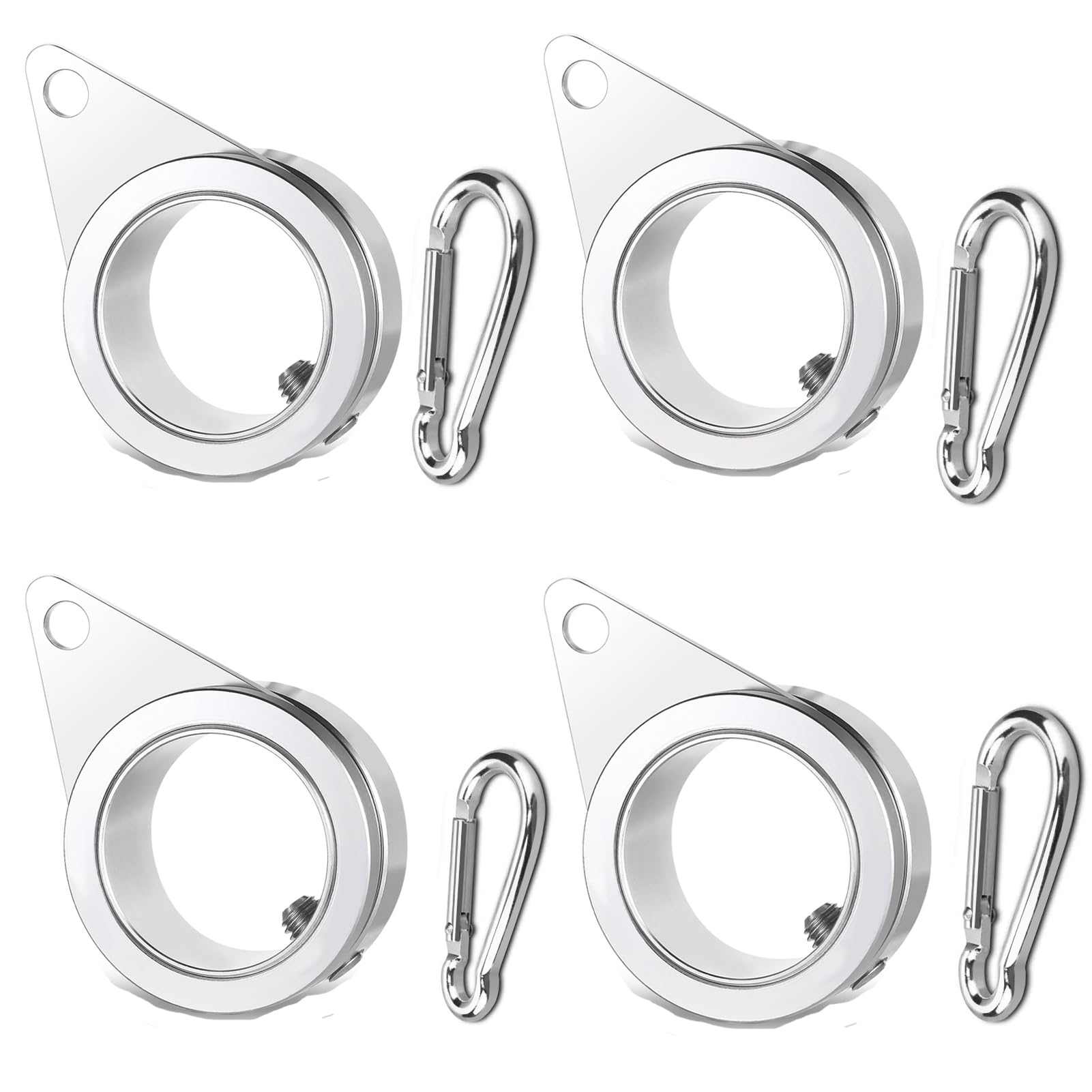 Anovo Flag Pole Rings, Flagpole Rings Aluminum Alloy 360° Rotating Anti Wrap Flag Mounting Spinning Ring Clips for 0.75-1.02 Inch Diameter Flag Pole- Pack of 4 (Matte Silver)