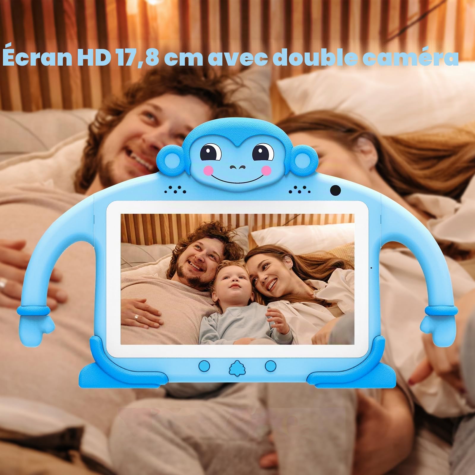 Tablette pour Enfants 7 Pouces Android Tablet PC Tactile Tablette Enfant avec WiFi Double Caméra écran IPS HD Bluetooth, Logiciel Enfant Pré-Installé Quad Core 32Go ROM Kids Tablet Educative (Bleu)