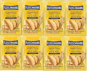 Kit 8 Fermento Biológico Pão e Pizza Seco Fleischmann 10g