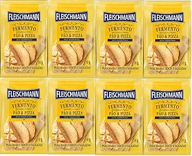 Kit 8 Fermento Biológico Pão e Pizza Seco Fleischmann 10g