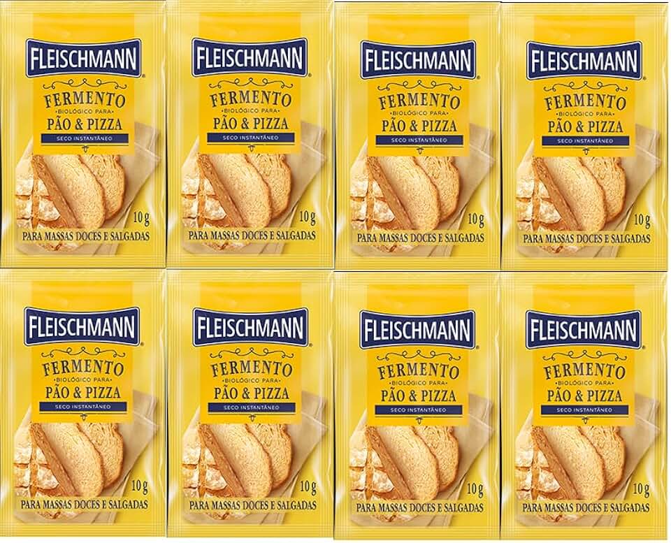 Kit 8 Fermento Biológico Pão e Pizza Seco Fleischmann 10g