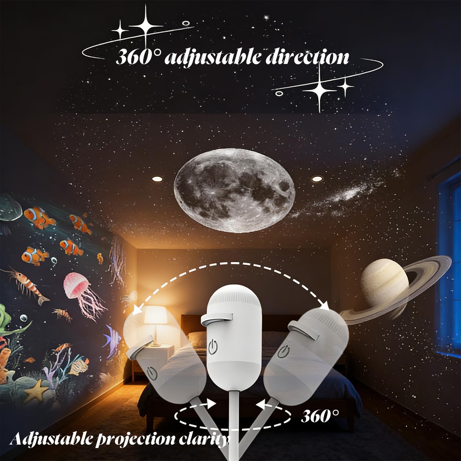 Galix Proiettore Stelle Luci Notturne, Galaxy Projector Night Light,Proiettore Soffitto, Con 6/12/24 Scene Di Proiezione Sostituibili per Camere, Soggiorni oFeste，24-image