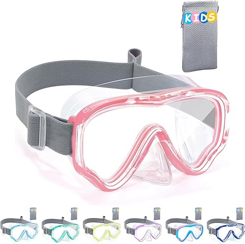 Miniatura 9 de Vvinca Kids-Goggles with Nose Cover, Diving Mask Elastic Fabric Strap Anti Fog Anti Shattered Lens for Kids Swim Goggles 3-14