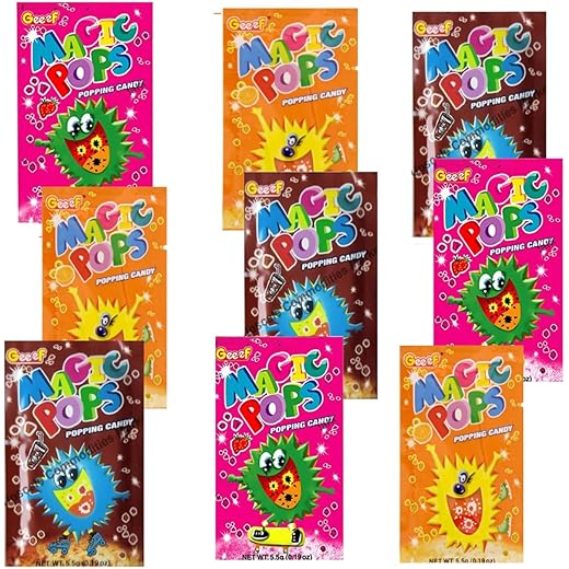 Magic Pops Assorted Popping Candy Pack of 9, 100g