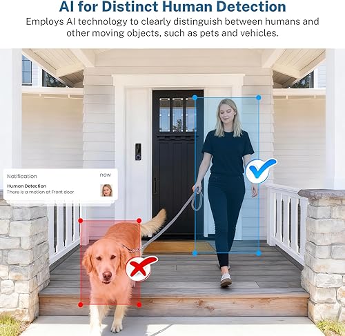 Miniatura 3 de Cámara inalámbrica con receptor interior, funciona con batería, detección de movimiento y humanos AI, conversación de 2 vías, visión nocturna,