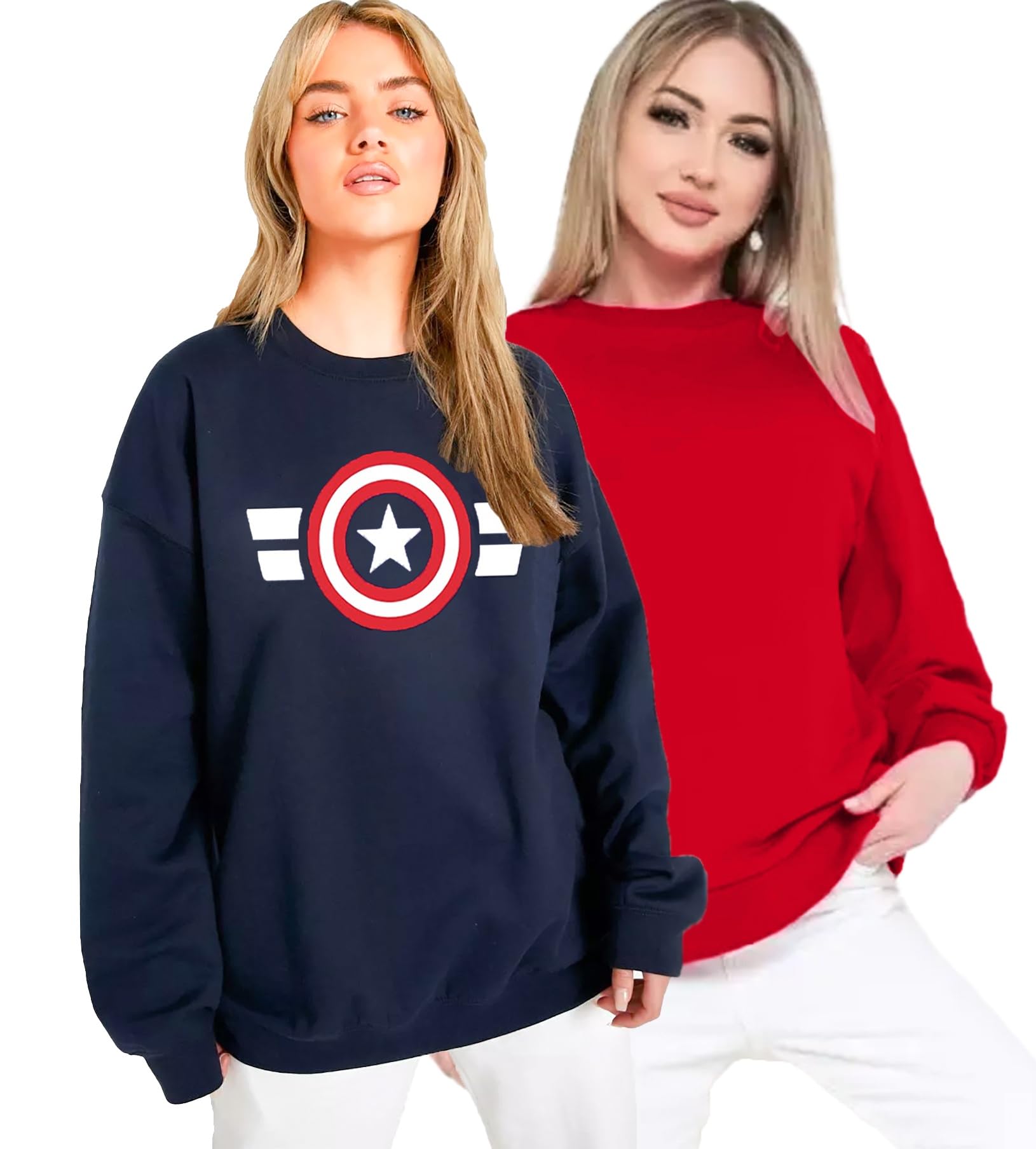 leotude Women's Loopknit Boyfriend/Loose Fit Printed Round Neck Sweatshirt (Pack of 2)-picture-56