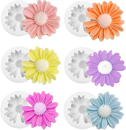 Miniatura 7 de Molde de resina para velas de flores, molde de silicona para hacer velas, 6 piezas de peonía de rosa 3D, San Valentín, día de la madre, molde de