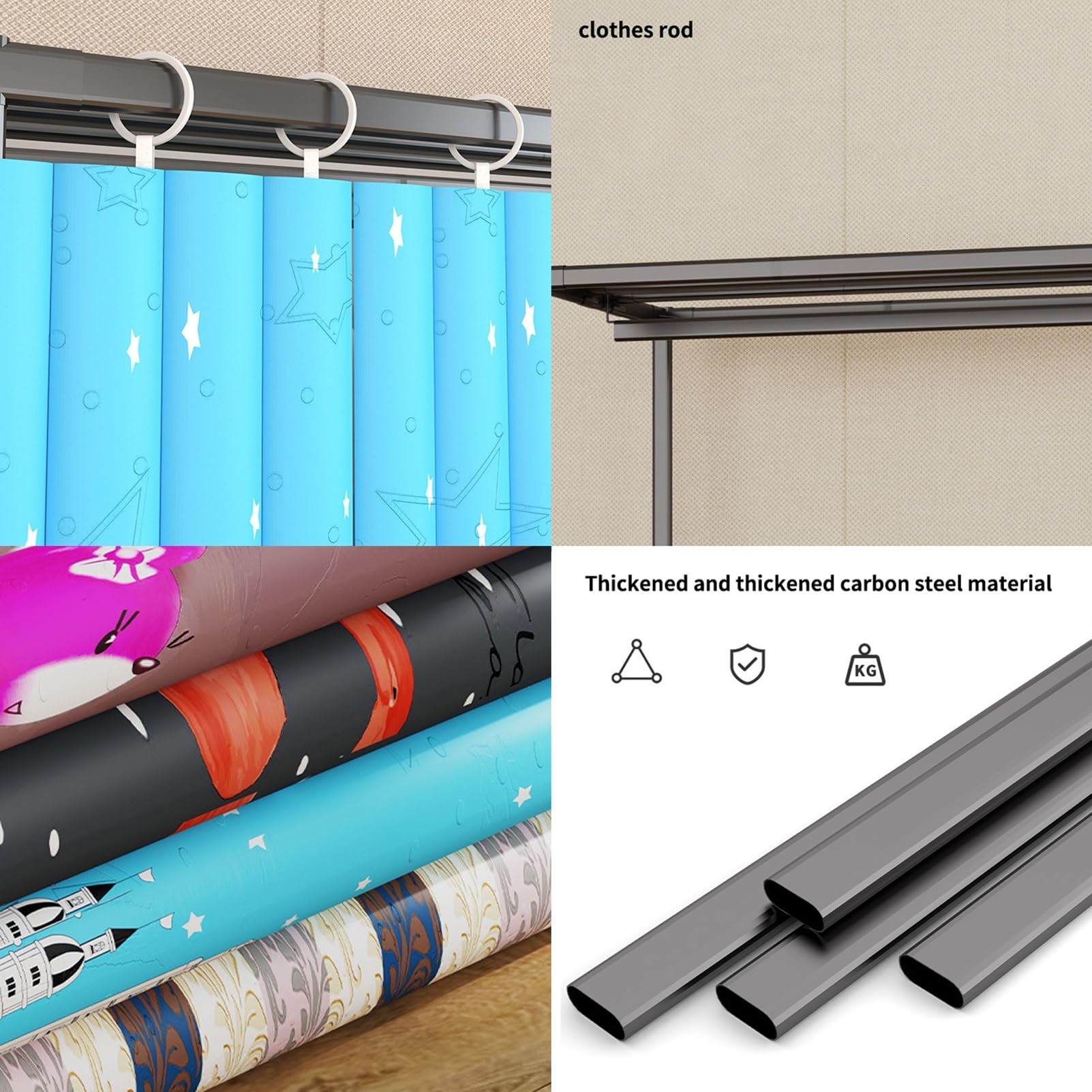 Armario Armario de Tela Plegable con Barra para Colgar y Almacenamiento Armario portátil para Organizador de Ropa de Dormitorio (E 100x45x165cm)