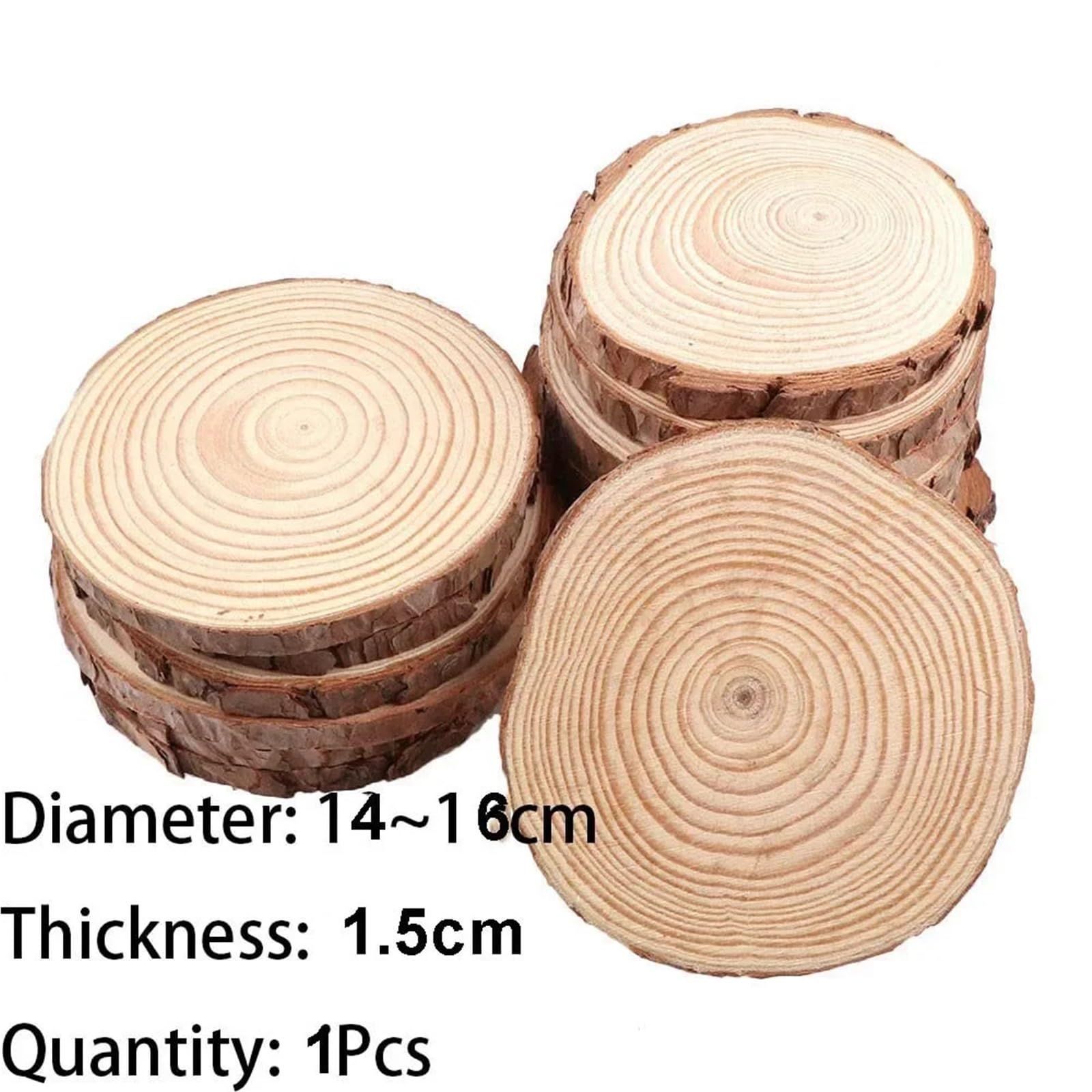 madera redonda sin procesar con corteza, 3-16 cm/1-10 piezas de rodajas de madera de pino natural gruesas, redondas, sin terminar, con discos de troncos de corteza de árbol, manualidades de bricolaje,