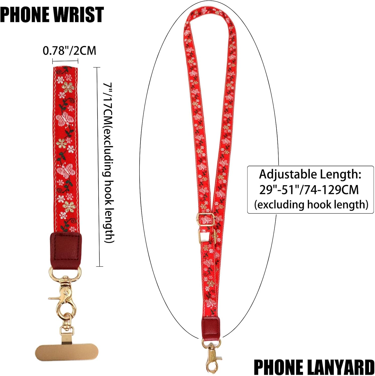 LEMEDE Phone Charm Lanyard, Gold Buckle Adjustable Crossbody and Wrist Strap with 2pcs 360-Degree Rotatable Phone Pad image 3