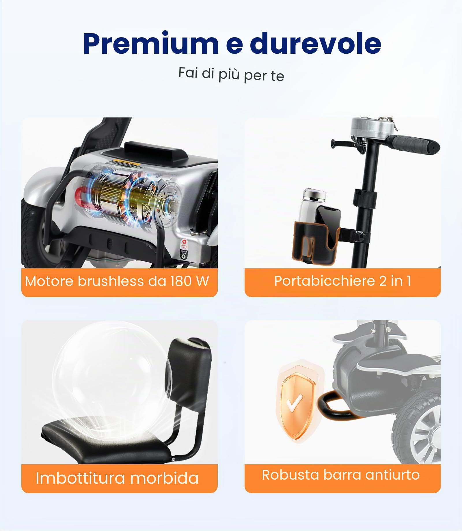 VOCIC D71 Scooter elettrico pieghevole disabili, 21 kg fibra di carbonio | con telaio regolabile fino a 150 kg, pieghevole, certificato aereo 20 chilometri, 5 anni (argento)
