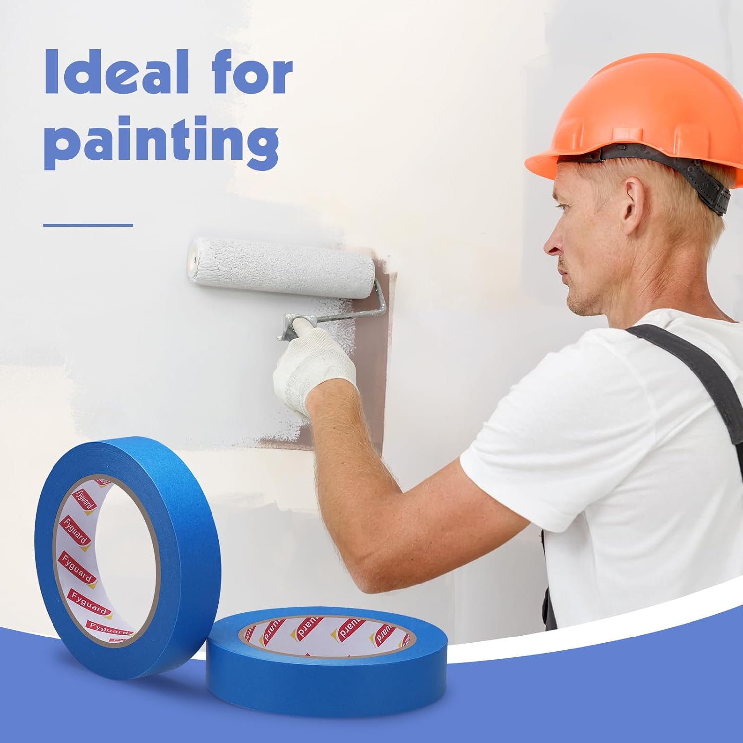 30Rolls Blue Painters Tape 1 Inch Wide 0.94In x 1650 Total Yards Bulk Blue Masking Tape, Heat Resistant Washi Tape for Wall Painting DIY Projects, Sharp Lines