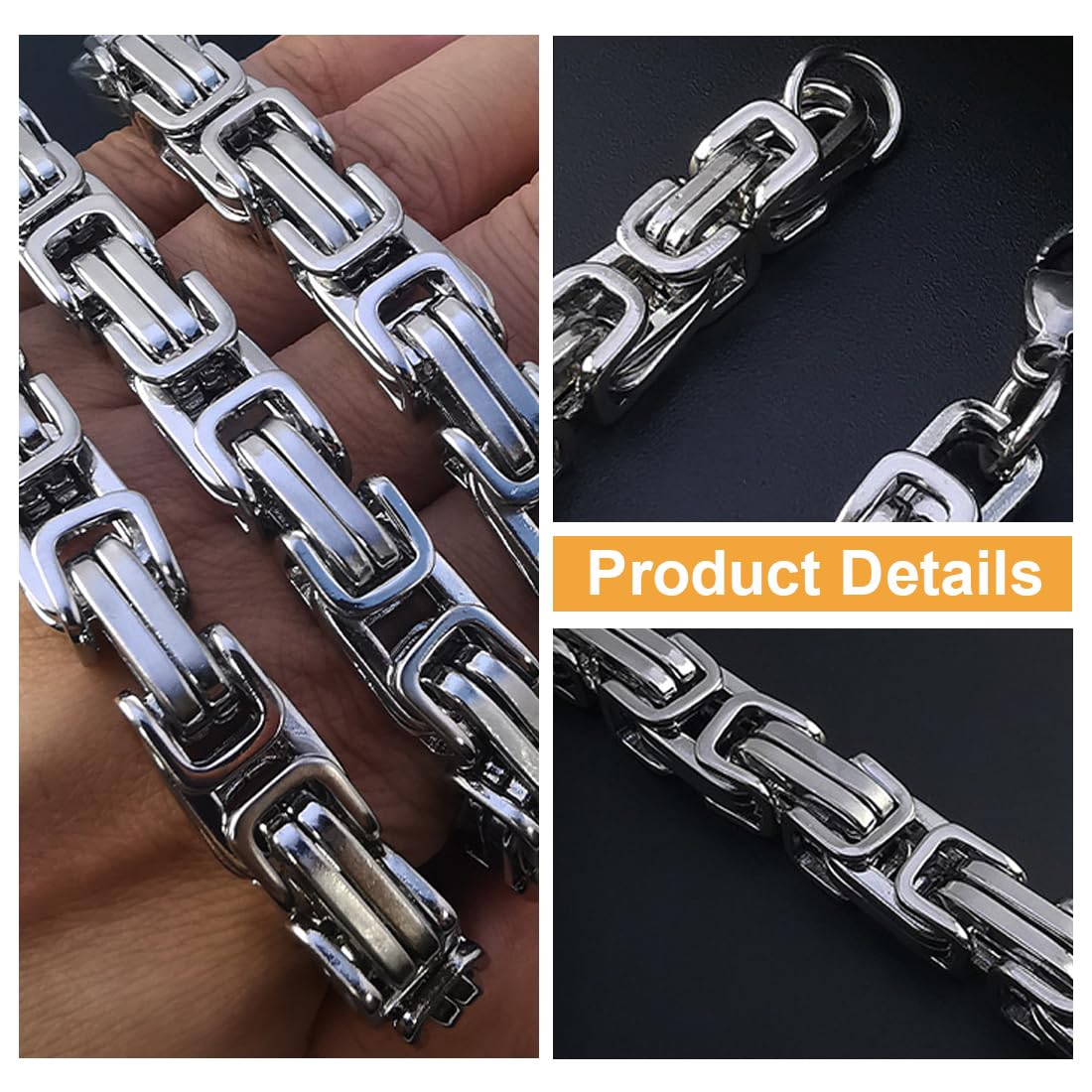 Collana Con Catena Bizantina In Argento Ossidato Fatta A Mano - Foto 2