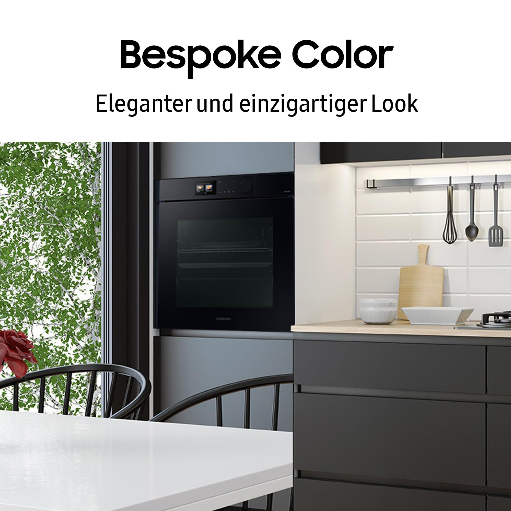Samsung NV7B7997ADK/U1 Dual Cook Einbaubackofen, Dampfgaren mit 700-ml-Wassertank, 76 l, Pyrolytische Selbstreinigung, Automatische Türöffnung, Kamera, SmartThings Cooking, Air Fry, Schwarzes Glas