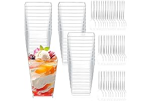 mwellewm 100 Pcs 5 OZ Dessert Cups with Spoons: Mini Fruit Cocktail...