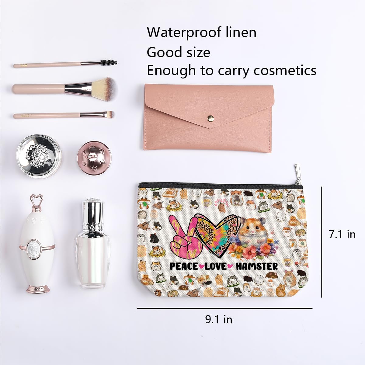 Hamster Gifts for Hamsters Lovers Gift for Women Girls Hamster Makeup Bag Funny Birthday Christmas Gift for Best Friend Sister Cute Hamsters Travel Toiletry Makeup Organizer Zipper Pouch - Image 2