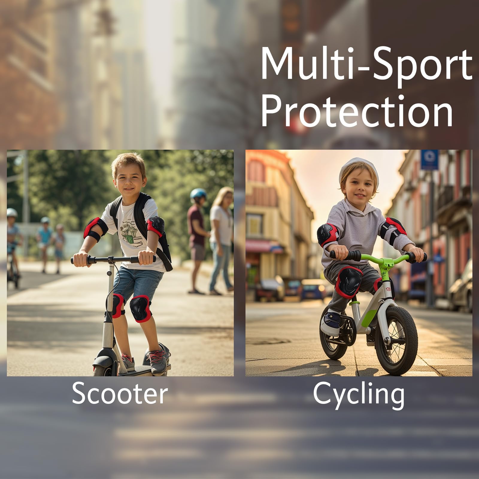 YooxArmor Protezioni Bambini Pattini in Linea per 3-8 Anni,6 in 1 Attrezzatura Protettiva Protezione Bambini Ginocchiere, Gomitiere Protezioni Set per Scooter Monopattino Bicicletta Pattini in Linea