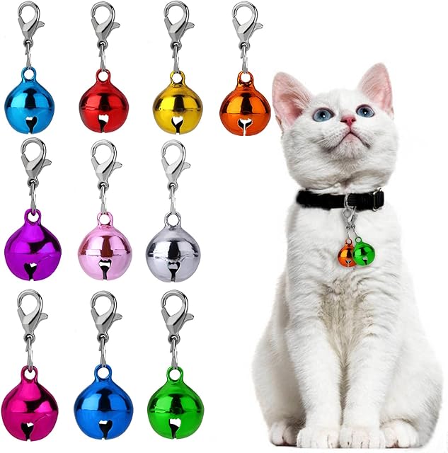 cobee Cat Dog Collar Bells, Jingle Bell for Cat Collar,Dog Collar Charms,Colourful Pet Small Bells with Clasps,Festival Party DIY Crafts Decoration