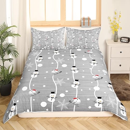 Miniatura 2 de Erosebridal Juego de ropa de cama de muñeco de nieve de Navidad, tamaño individual para niños y niñas, funda de edredón y funda de edredón de Feliz