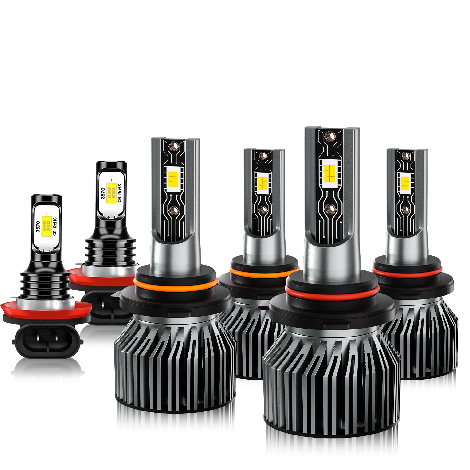 Car Light Bulbs Fit For Ford Escape 2017-2023,High Beam Low Beam and Fog Light Bulb Combo,40000LM 6500K White 600% Brightness,Plug-and-Play, 50000Hr Lifespan,Pack of 6 — view 9