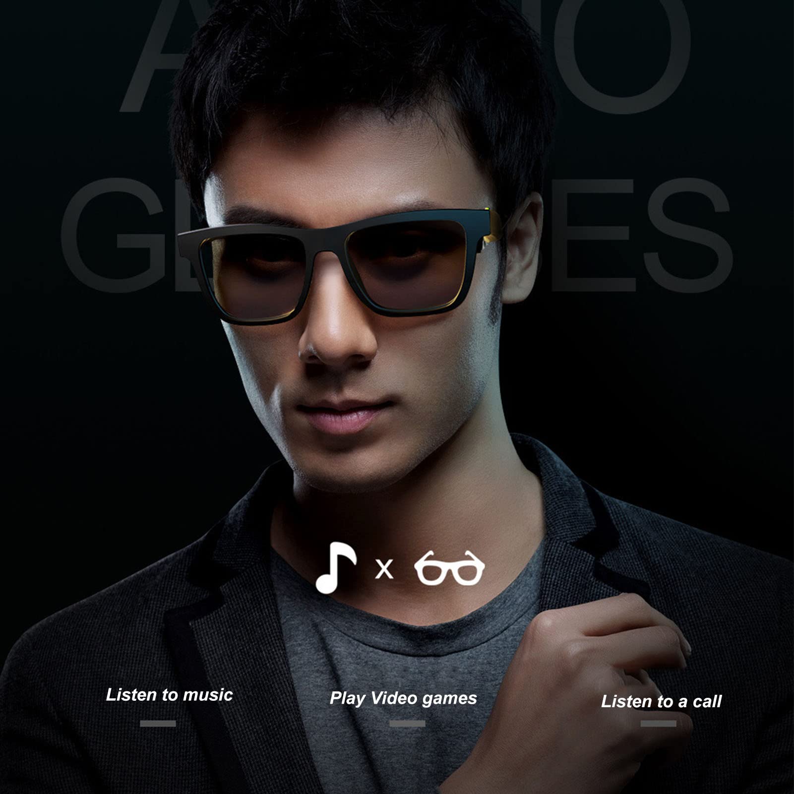 flexman W3 Audio Gafas de Sol Inteligentes, Gafas de Sol Polarizadas con Filtro de Luz Azul y Altavoz, Gafas de Música Estéreo Bluetooth para Viajar al Aire Libre