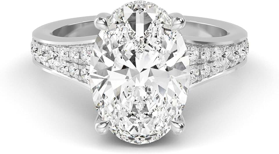 Houston Diamond District 1 to 5 Carat Oval Shape LAB GROWN Diamond Vintage Engagement Ring Wedding Ring for Women (Color D-E Clarity VS1-VS2)