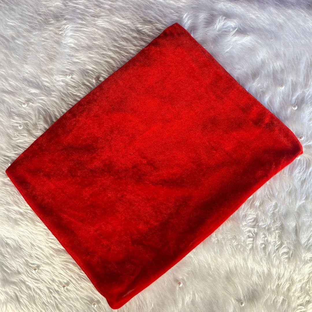 SATYAM KRAFT 3 Meter Red Velvet Solid Fabric Cloth Soft Decorative Backdrop For Wedding Decoration, Ganpati, Janmasthmi, Varmala, Haldi, Mehndi, DIY Crafts, Mandap & Pooja Decor.