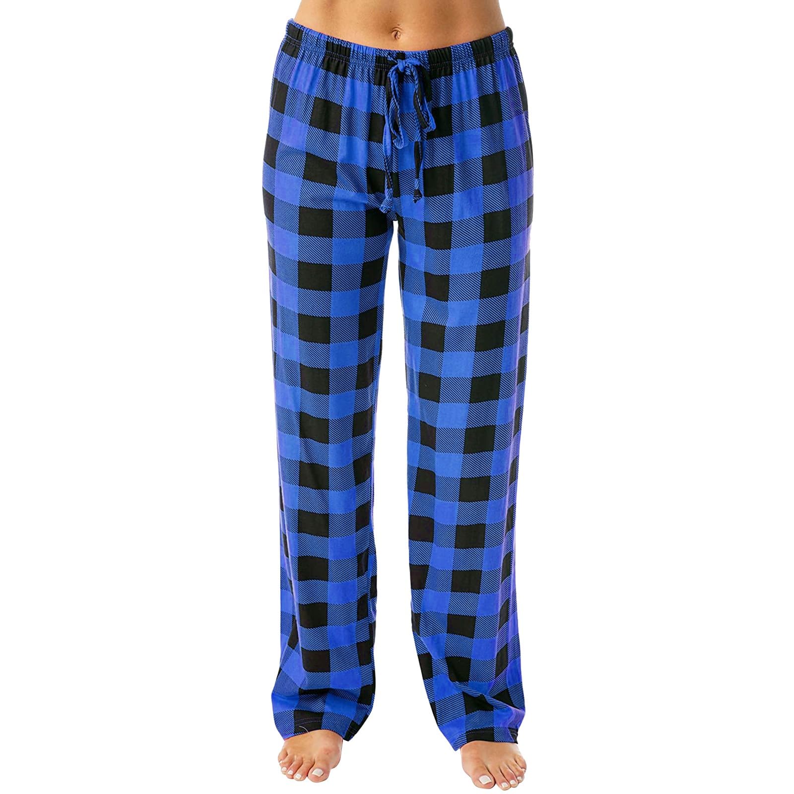Pantalon Pyjama Femme à Carreaux Rouges - Long, Doux, Poches, Unisexe, Pour Hiver Et Maison