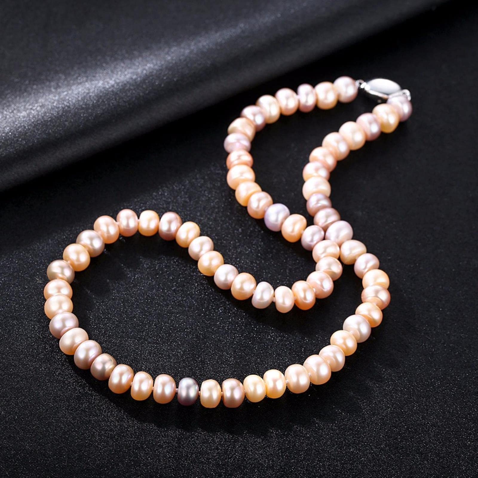 LOKILOKI Collar De Perlas De Agua Dulce Multicolor De 8-9 Mm De Estilo Retro para Mujer, Nuevo Diseño, Joyería Fina, Gargantilla De Perlas, Regalo