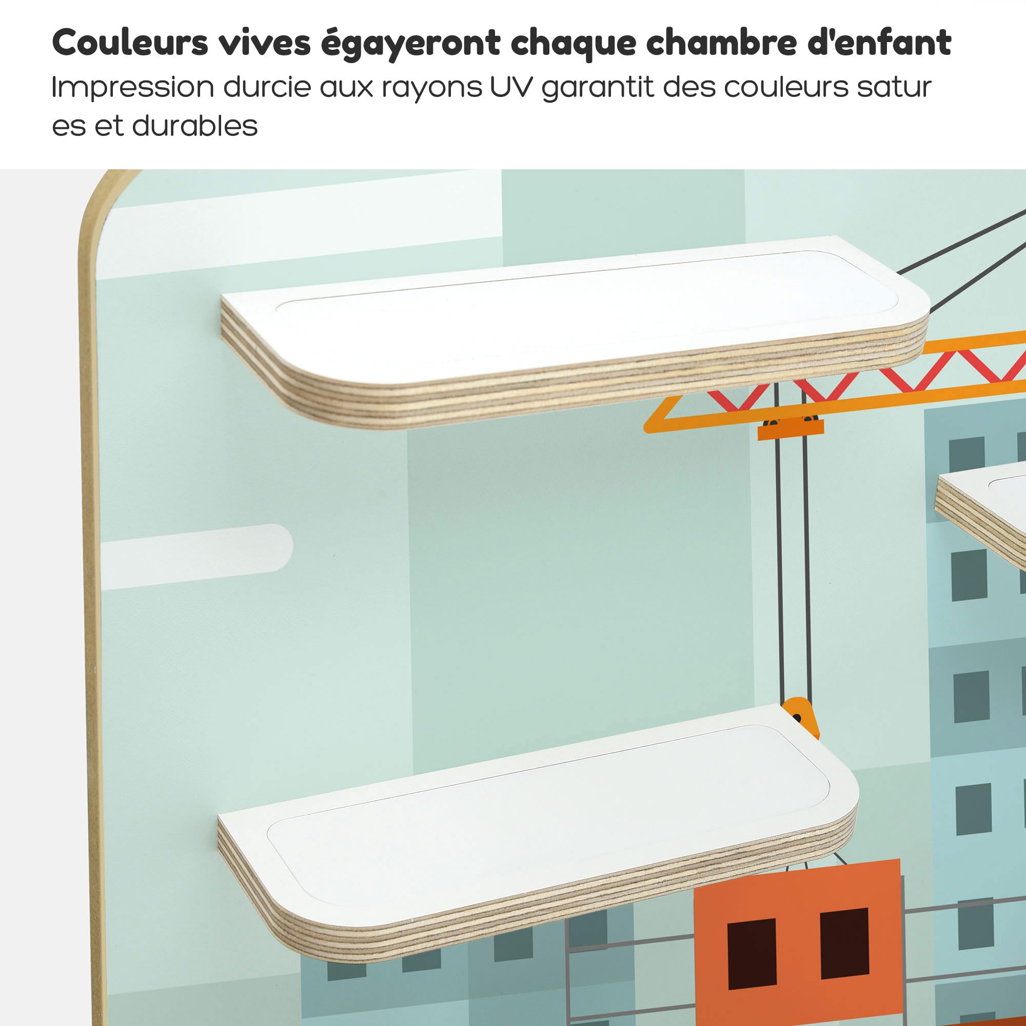 stadtecken Étagère en Bois | Support Mural Compatible avec Toniebox et env. 50 Tonies | Rangement Chambre d'enfant | À Poser ou à Suspendre (Chantier, Grand modèle)