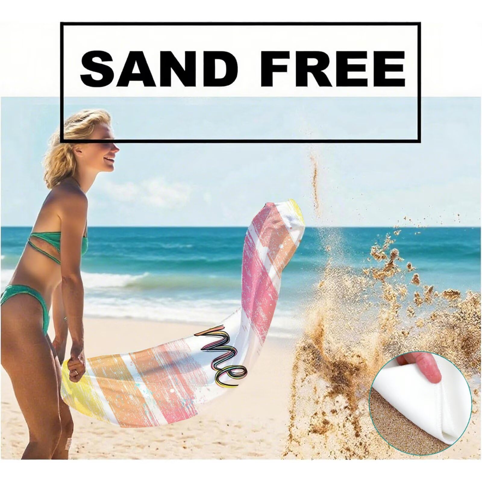 Telo Mare Microfibra, Telo Mare Grande 200x100 cm Set da 2, Antisabbia Asciugatura Rapida Assorbente Salvietta da Spiaggia Asciugamano per Palestra Piscina Viaggi Picnic, Regali Donna Estate Q-708