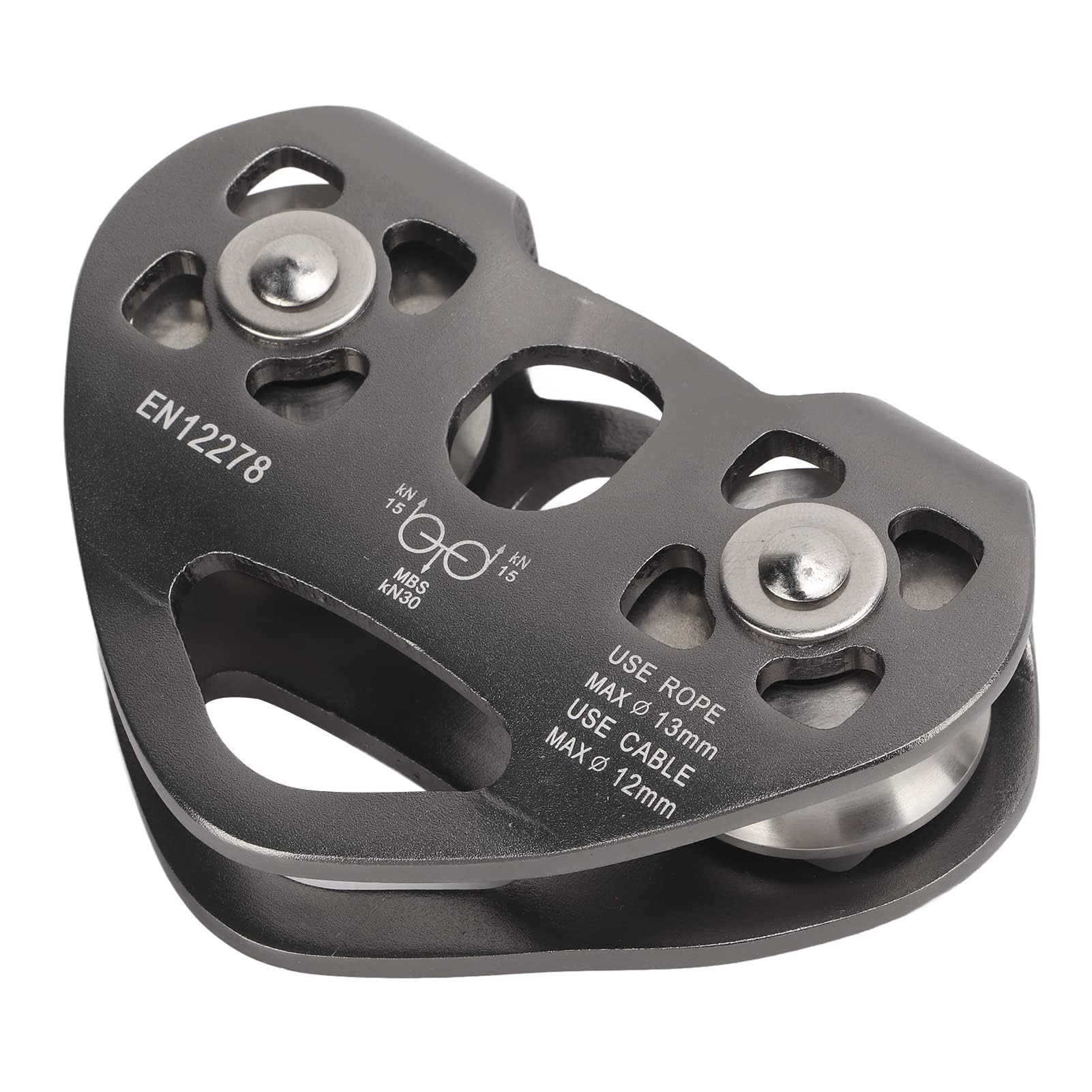Polea de Doble Carrete de Aluminio Aeronáutico con Rodamientos Dobles para Montañismo y Escalada Ligera y Portátil con Superficie Lisa