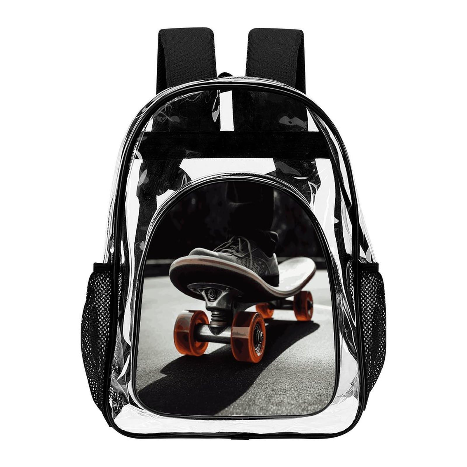 Zaino trasparente con ruote da skateboard, grande, in PVC, trasparente, per sicurezza, lavoro, viaggi, stadio