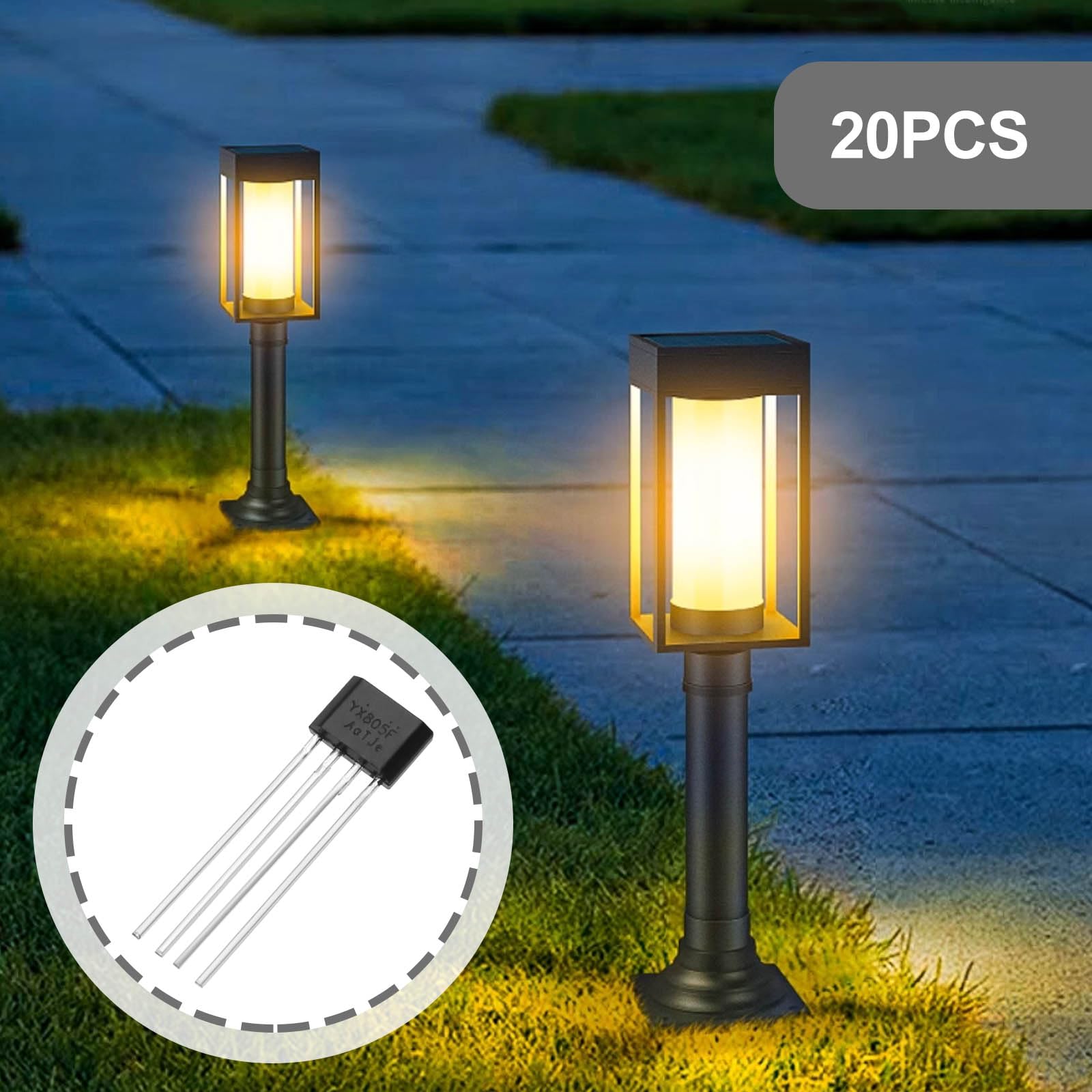 20 x LED IC Solar Power Treiber Ladecontroller YX805F YX805A geeignet für 1,2 V wiederaufladbare batteriebetriebene Solar-Rasenleuchten