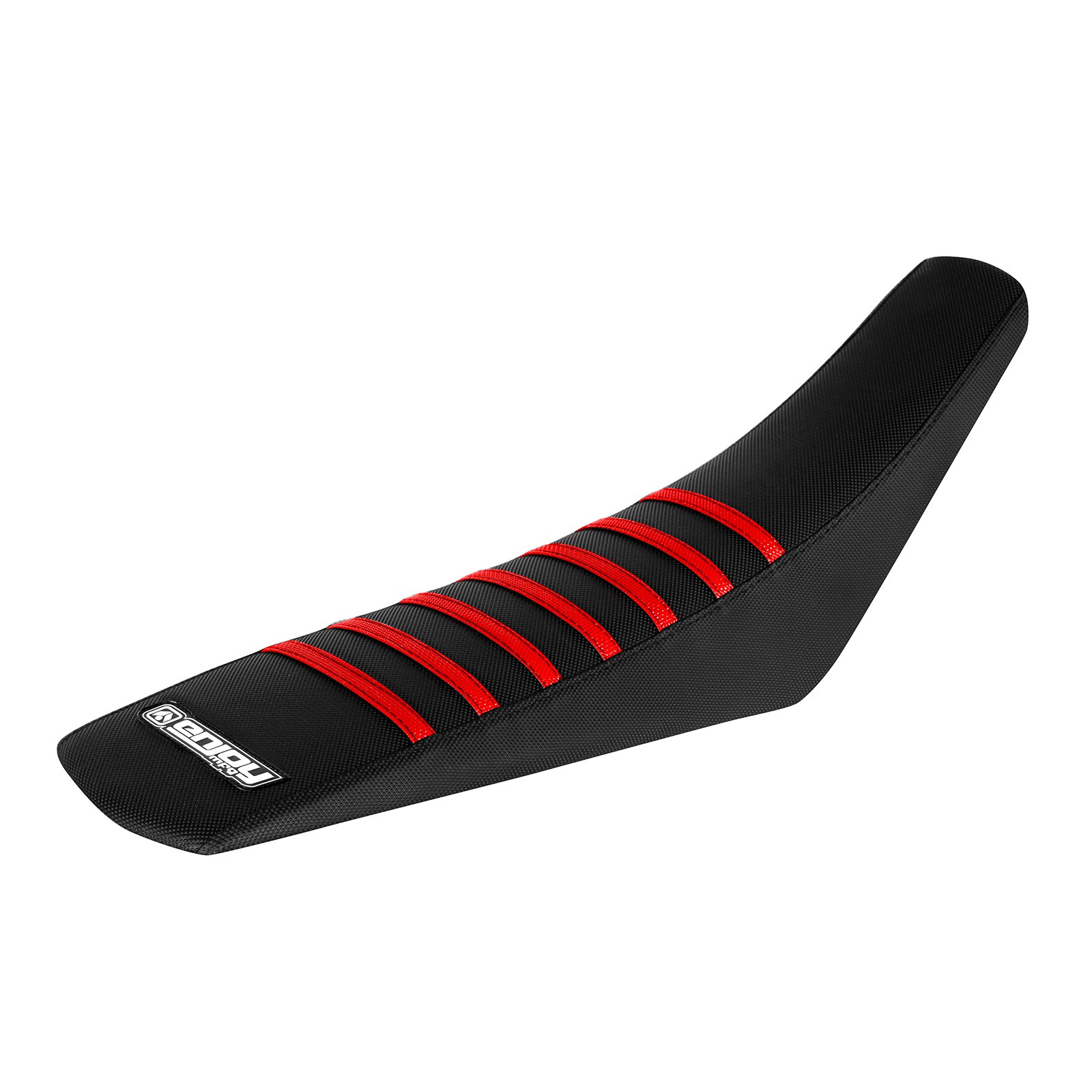 Enjoy Mfg Ribbed Gripper Seat Cover - Compatible fit for 2000-2007 Yamaha TTR 125 L - LE All Black/Red Ribs #121