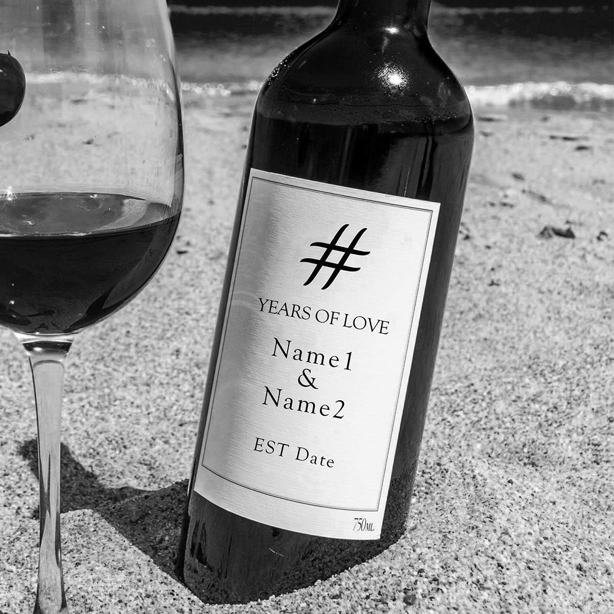 Couples Wine Glasses Black and White Unique Personalized Photo or Canvas Prints with Couple's Names and Special Date Years on,Perfect Present Love Gift for Anniversary,Wedding,Birthday and Holidays