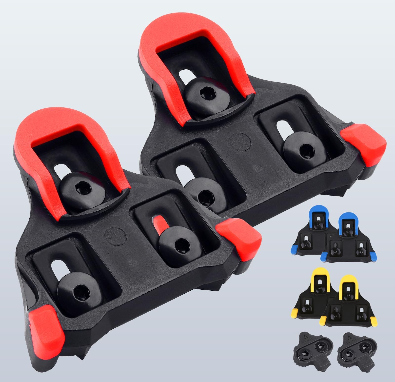 NAACOO Bike Cleats -Compatible with Shimano SPD-SL Pedals/SM-SH10 SH11 SH12 Cleats, Indoor Outdoor Peleton Spin Cycling Pedals Shoes Cleat & Road Bicycle Clips (0°-Float A+)
