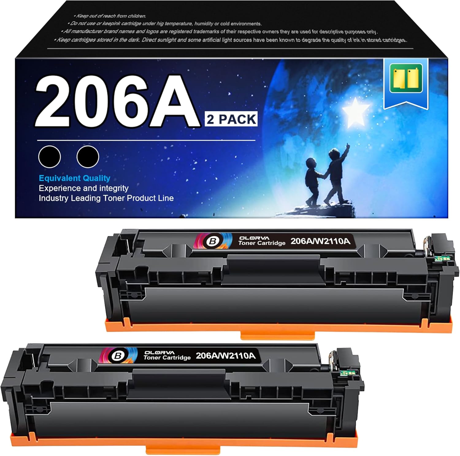 206A Black Toner Cartridge 2 Pack | Replacement for HP 206A 206X Compatible with HP Color LaserJet Pro MFP M283fdw M283cdw, M255dw, MFP M283 M255 Series | W2110A(2 Black)