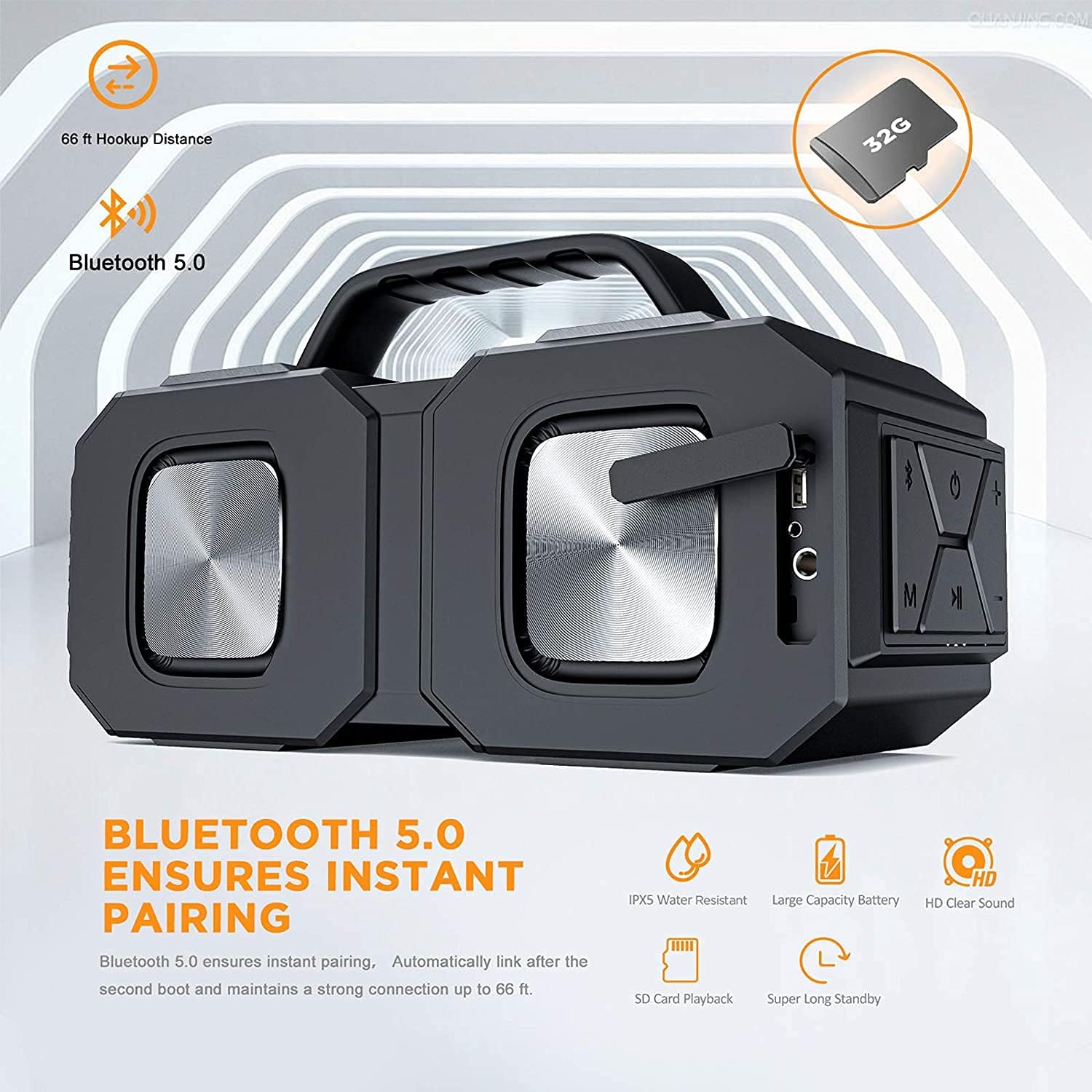 Bluetooth Speaker,BUGANI M83 Speaker,IPX5Waterproof, 50WPortable Outdoor Bluetooth Speakers,Bluetooth 5.0,Support TF Card,AUX Open Ear Headphones BUGANI Wireless